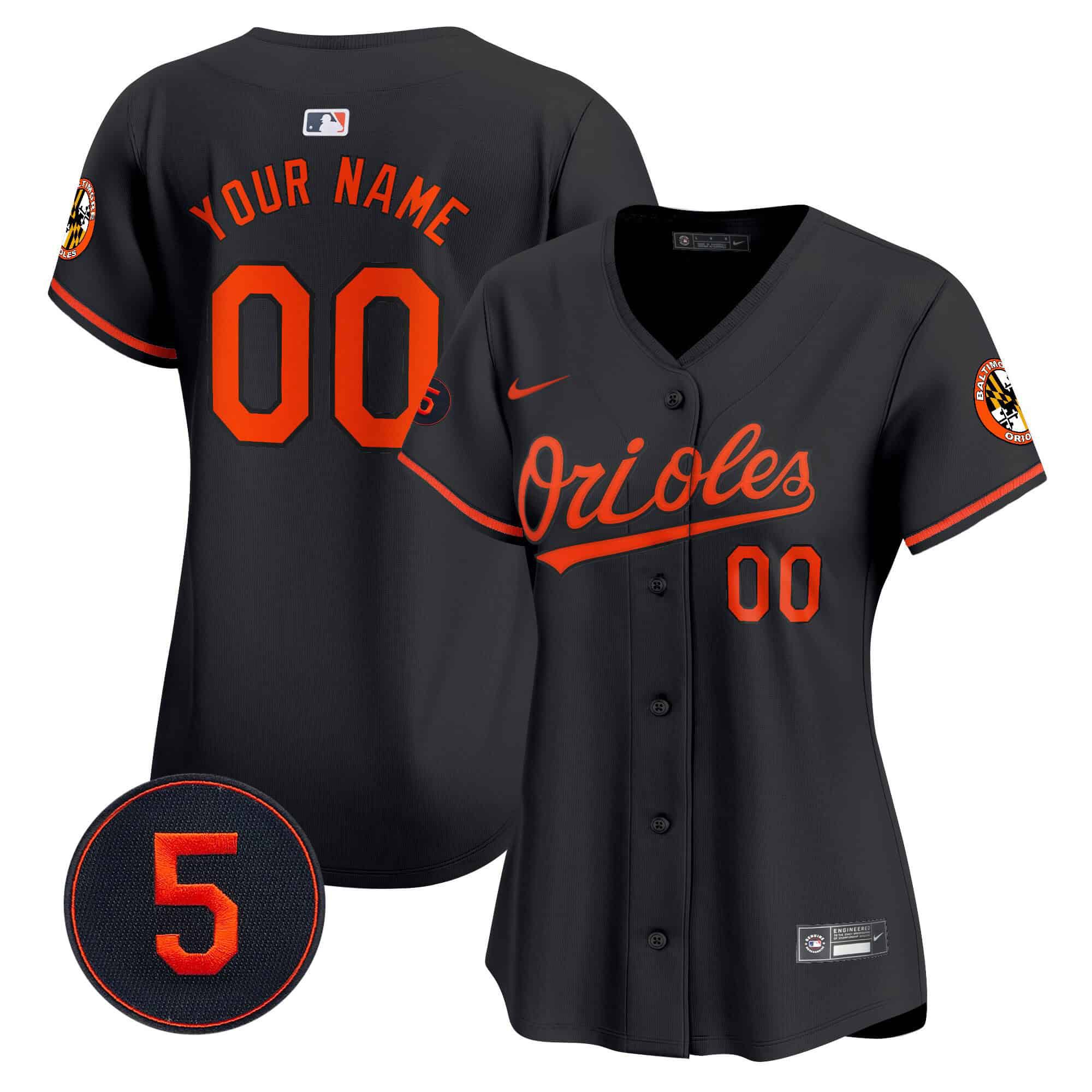 Women Baltimore Orioles Black 2024 Nike Robinson Patch Vapor Premier Limited Custom MLB Jersey style 2->customized mlb jersey->Custom Jersey